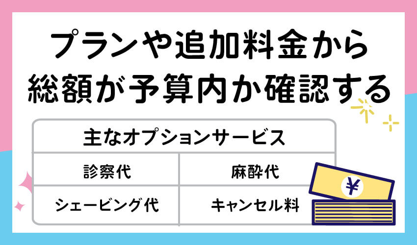 プランや追加料金から総額が予算内か確認する